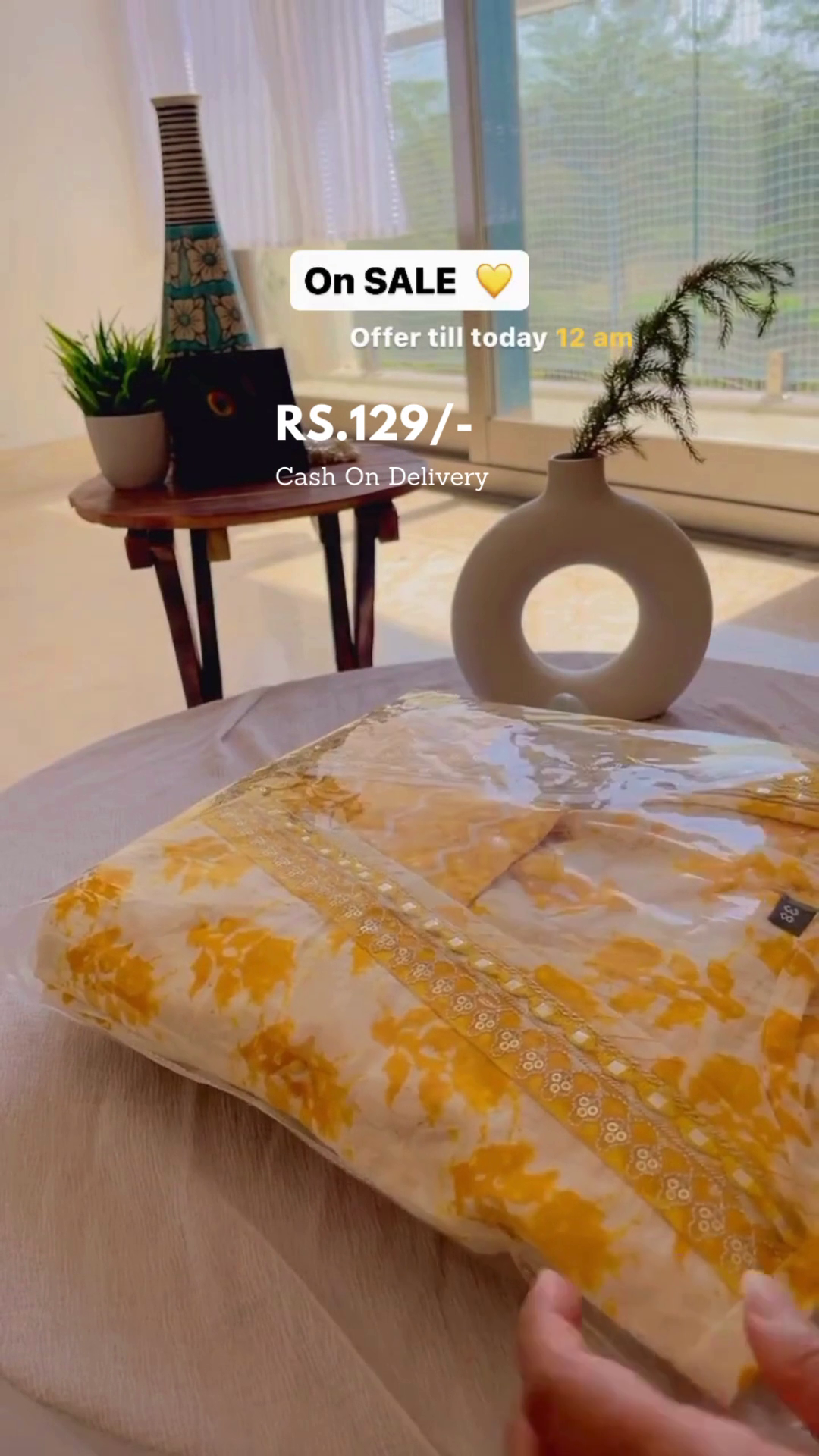 Yellow Color Marble Print Organza Suit - Image 4