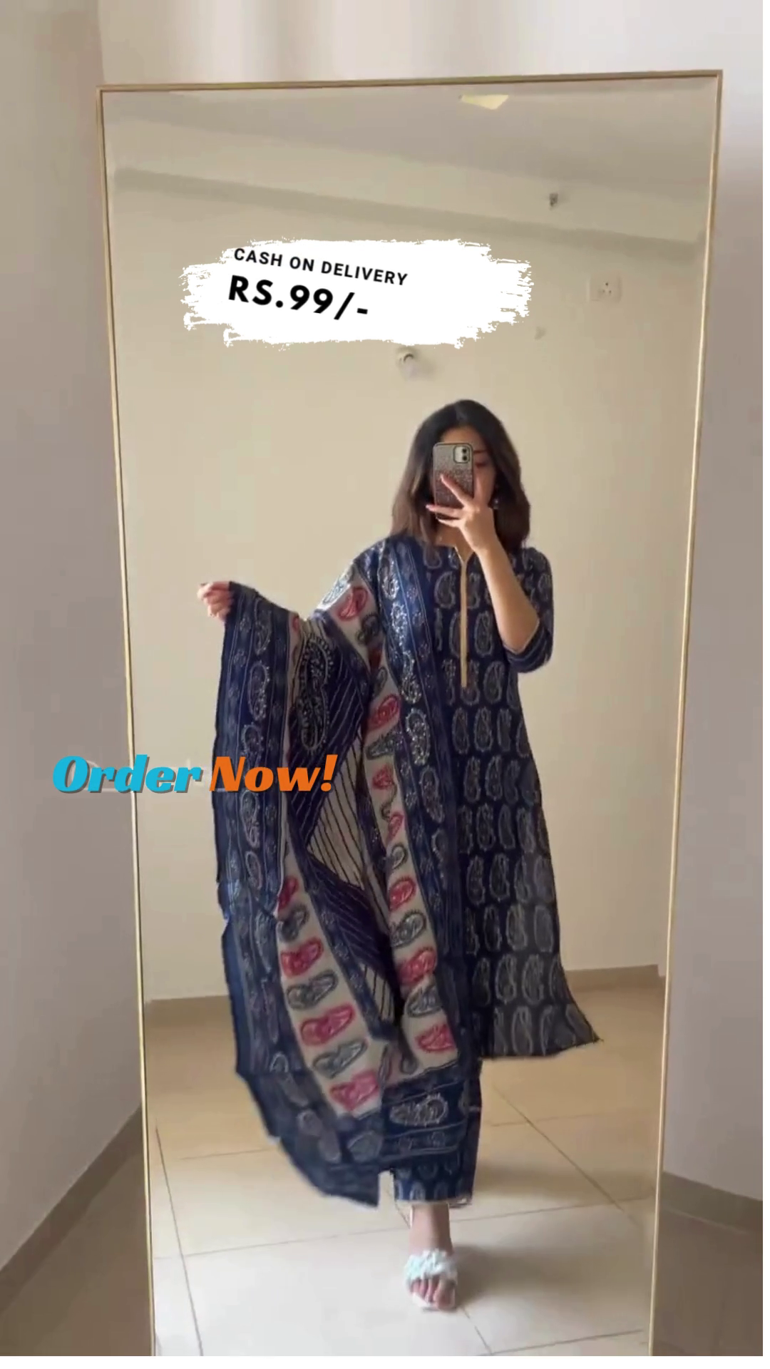 Navy Blue Yoke Design Silk Blend Straight Kurta With Dupatta