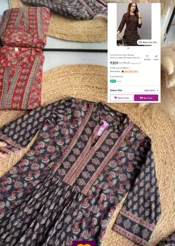 Floral Print A-Line Kurta with Pants & Dupatta - Image 3