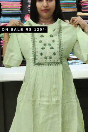 Embroidered Light Green Kurta For Women