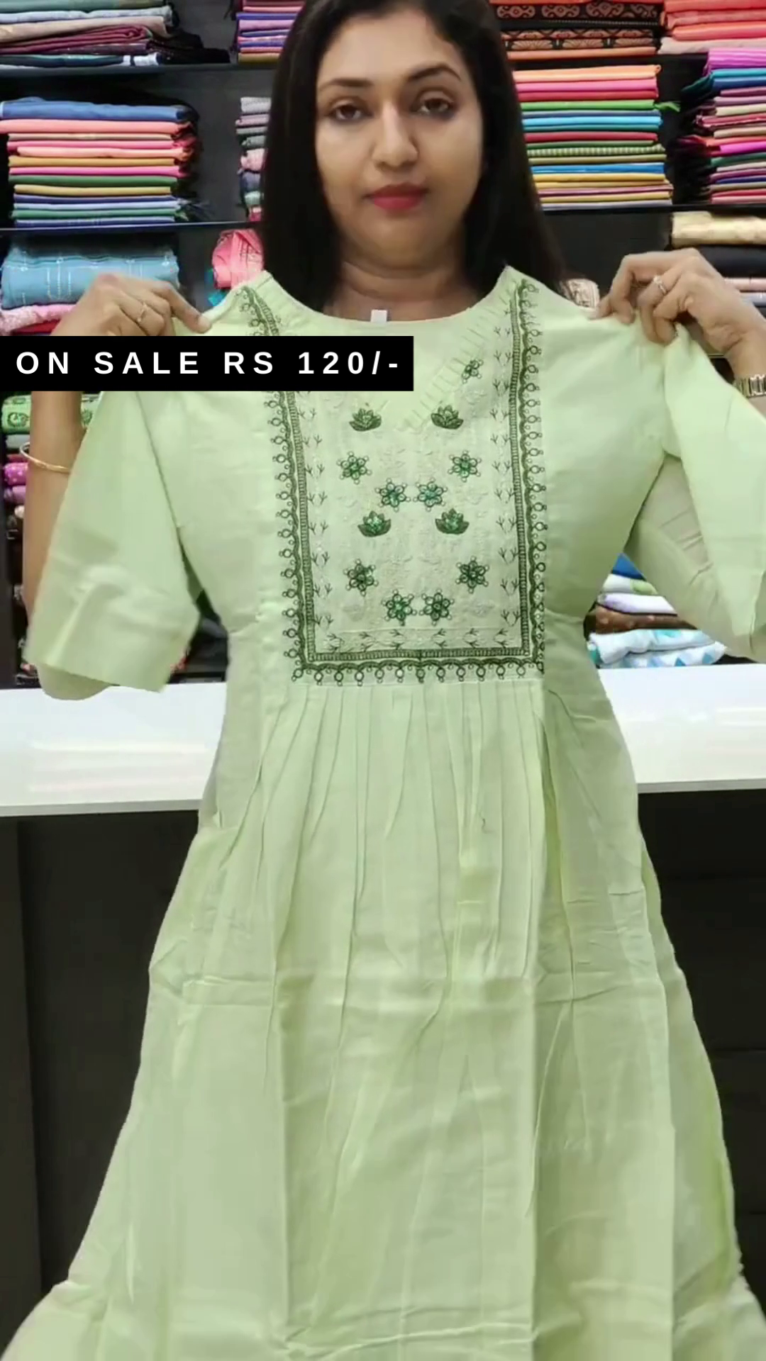 Embroidered Light Green Kurta For Women