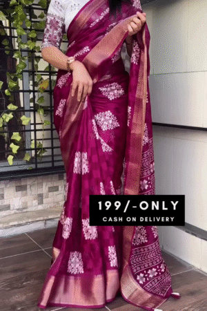 Printed Chiffon Saree (Multicolor)
