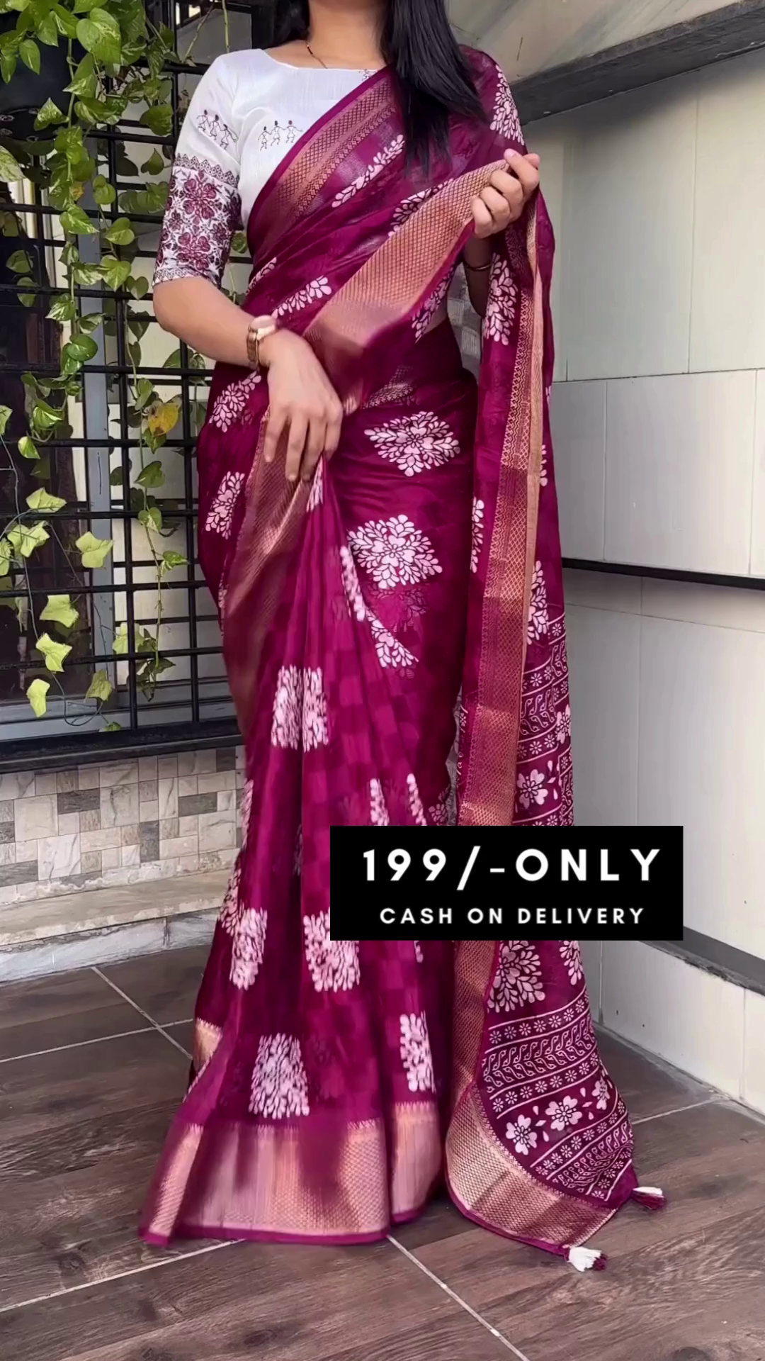 Printed Chiffon Saree (Multicolor)